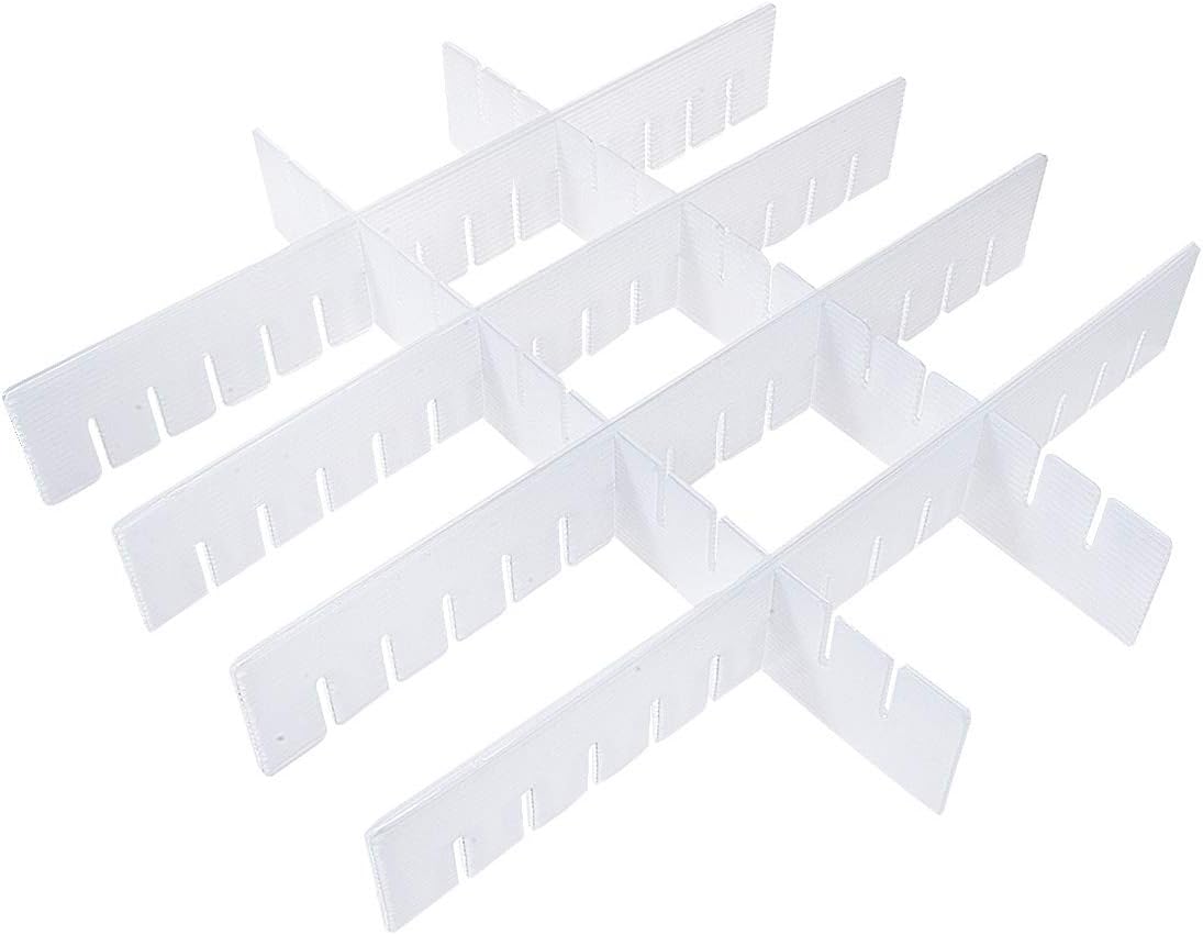 DIY Grid Drawer Dividers,Saim Plastic Adjustable Drawer Dividers for Home Tidy Closet, Socks, Underwear, Office School Supplies, Kitchen 6 Pcs
