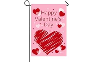 WOONOO Happy Valentine Garden Flag Double Sided 12 X 18 Inch, Valentines Day Decorations for Garden Valentines Day Party Supplies