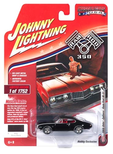 1968 Oldsmobile Cutlass W-31 Ram Rod 350 Black with Red Interior Limited Edition to 1,752 Pieces Worldwide 1/64 Diecast Model Car by Johnny Lightning JLSP034