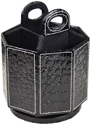 Generic PU Leather 360 Degrees Rotatable Organizer Holder in Octagon Shape for Cellphone/TV Remote Control/Controller Pen Scissors Color Crocodile Pattern Black