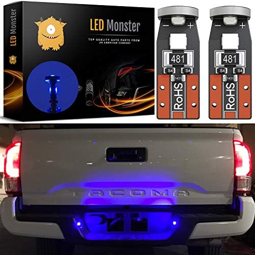 LED Monster 2-Pack Blue 3-SMD LED Bulbs for License Plate Lights Car Interior Dome Map Door Courtesy Extremely Bright Compact Wedge T10 168 194 2826