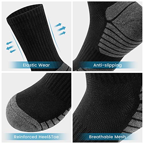 TANSTC Mens Socks, 6 Pairs Running Socks AntiBlister Cushioned Cotton