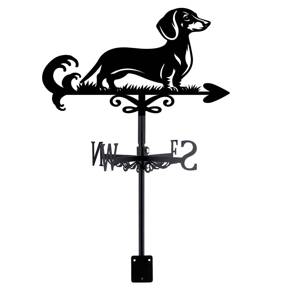 SUPERDANT Dog Weather Vane Dachshund WeatherVanes for Roof Mount Animal Metal Weather Vane for the Garden Dog Wind Direction Indicators for Farmhouse Yard Outdoor Barn Sheds Patio Decoration