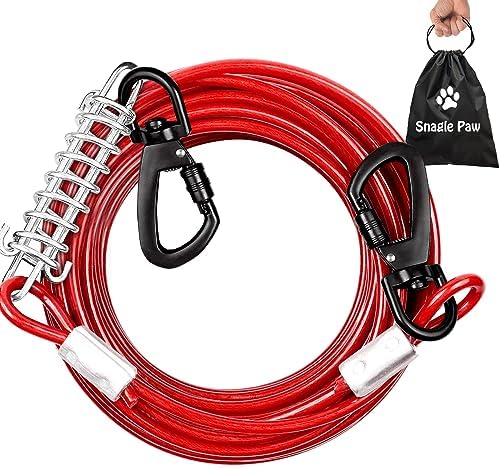 Snagle Paw Dog Tie Out Cable Chew Proof 30FT, Dog Lead Heavy Duty