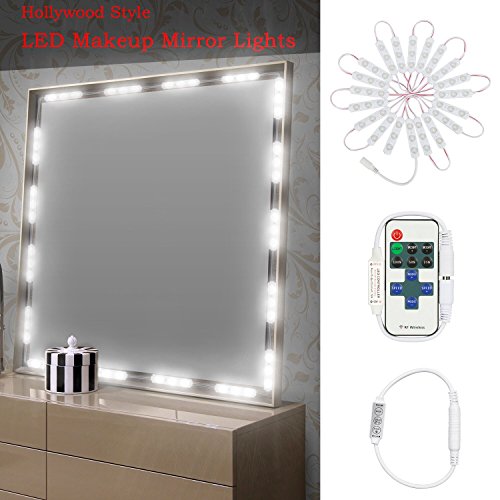 Dimmable Makeup Vanity Mirror Lights, 10 Levels Dim 60 LEDs 9.8FT DIY LED Make-up Light Kit 2800LM for Cosmetic Mirrors with Remote Control - 6000K, White