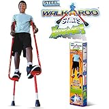 Geospace Adjustable Walkaroo Xtreme Steel Stilts for Kids - Indoor/Outdoor Play, Exercise, Steel Stilts for Adults- Up to 250 lbs, Height Adjustable Walking Stilts, Kids Stilts - Red