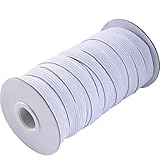 eBoot 20 Yard 1 cm Wide Elastic Spool Elastic Cord Elastic Band Flat Knitting Sewing Stretch Rope, White