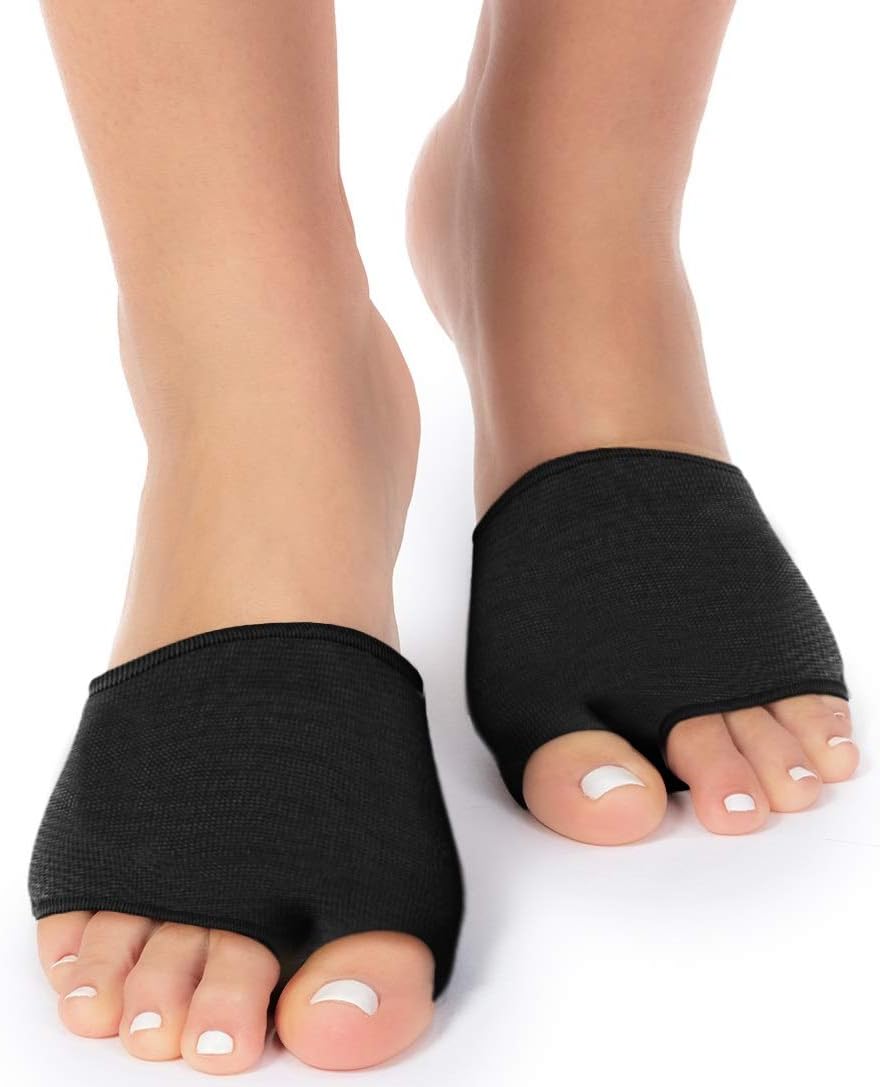 Metatarsal Sleeve with Gel Pads - 2 Pairs - Ball of Foot Cushions with Soft Gel - Fabric Compression - Help Metatarsalgia, Mortons, Neuroma, Calluses Blisters, Diabetic Feet - for Women, Men (Black): Health & Personal Care