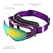 OutdoorMaster OTG Ski Goggles - Over Glasses Ski/Snowboard Goggles for Men, Women & Youth - 100% UV Protection (Purple Frame + VLT 13.7% Grey Lens with Full REVO Gold)