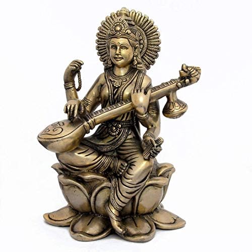 Maithil Art Brass Metal Statue of Goddess Saraswati