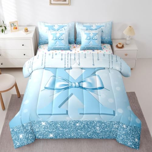 Erosebridal Initial X Queen 7 Piece Bedding Set