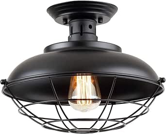 Vintage Lámpara de techo, Edison Industrial Luz de techo rústico, Metal