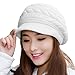 HINDAWI Winter Hats for Women Girls Warm Wool Knit Snow Ski Skull Cap with Visor (White)