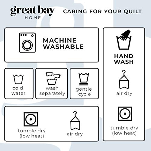 Great Bay Home 2-Piece Reversible Quilt Set with Shams. All-Season Coastal Beach Theme Bedspread Coverlet. Fenwick…