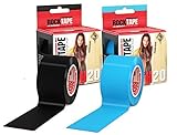 RockTape Kinesiology Tape for Athletes - 2-Roll Gift Pack, H2O Black/H2O Blue
