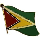 Guyana Flag Die-struck Metal Single Lapel Pin with Butterfly Clasp Closure