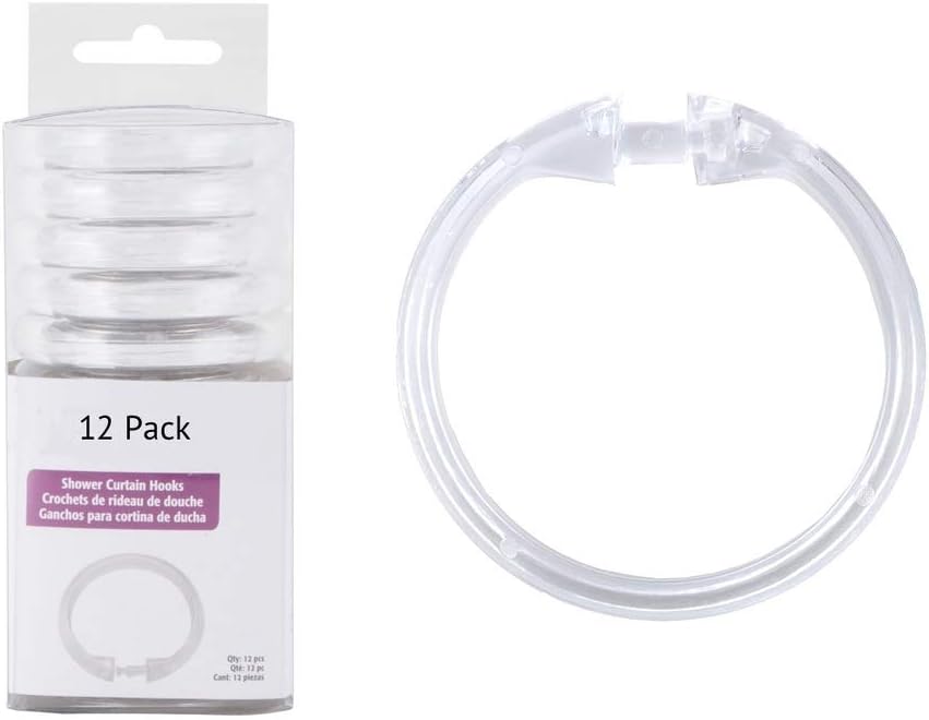 Rocky Mountain Goods Clear Plastic Curtain Rings - 12 Pack - Click securely in Place - Unbreakable Plastic - True O Ring Design - Slides Easily Without Screeching Like Metal (Clear): Home & Kitchen