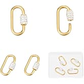 UNICRAFTALE 4Pcs Oval Clasp Necklace Connector Polymer Clay Rhinestone Lock Charm Stainless Steel Screw Carabiner Key Clasp Lock Metal Lock Clasps Necklace Link Hook for Necklaces Jewelry Making