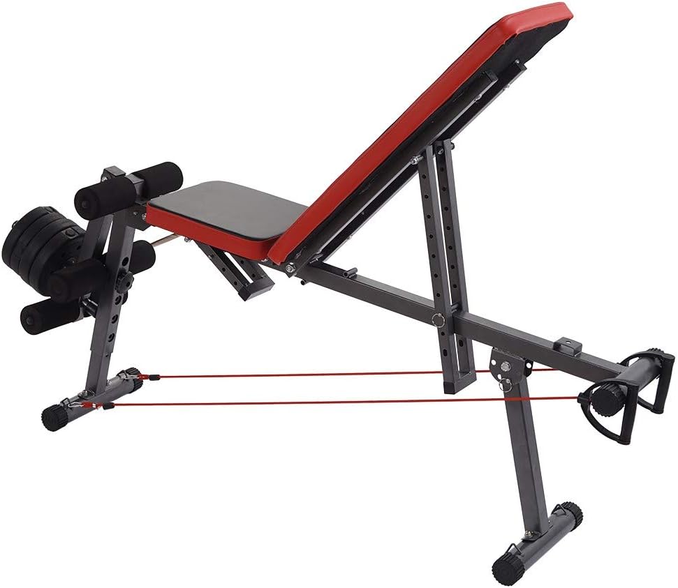 QIUSge Weight Bench,Adjustable Weight Bench Barbell Lifting Workout