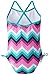 Kanu Surf Girls' Layla Beach Sport Banded 1 Piece Swimsuit, Olivia Pink Chevron/Aqua, 14