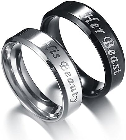 Couples Rings His or Hers Matching Set Titanium Wedding Engagement Bands comfort fit 8mm (Women, silver, Size 11)