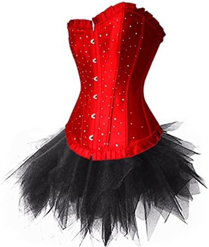 Plus Size Sequin Overbust Ruffer Trim Corset Dress &amp; Lace Tutu Skirt Set