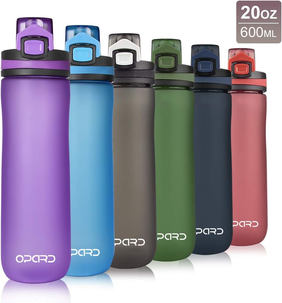Opard Sports Water Bottle, 20 Oz BPA Free Non-Toxic Tritan Plastic Water Bottle with Leak Proof Flip Top Lid for Gym Yoga Fitness Camping