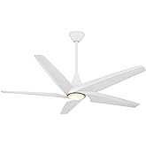 MINKA-AIRE F638L-WHF Switch 60" 5-Blade LED Smart Dual Mount Ceiling Fan - Flat White Finish with Etched Lens