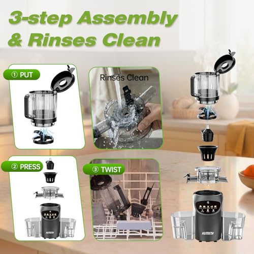 Juicer Machine, 4-In-1 Cold Press Juicer,Smart Touch Masticating Juicers, 6.5 Extra Large Chute, 120oz Capacity For Whole Fruits, Easy To Clean, Extractor Machine For Making Nut Mike, Sorbet,Juice