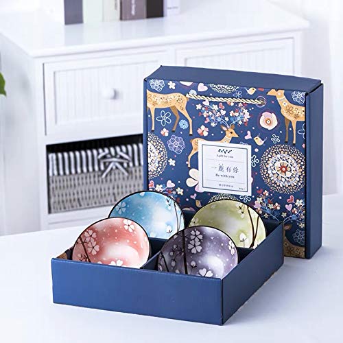 Jiahefugui Japanese Style Rice Bowl Gift Set (Set of 4) - UK Seller, Fast Delivery