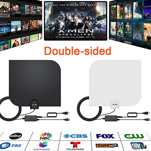 [2019 Upgraded] HDTV Antenna,Indoor Digital TV Antenna Amplified Support 4K 1080P Free HD VHF Uhf & All Older TV's Digital Antenna with Amplifier Signal Booster,17ft Coax Cable (100Miles)