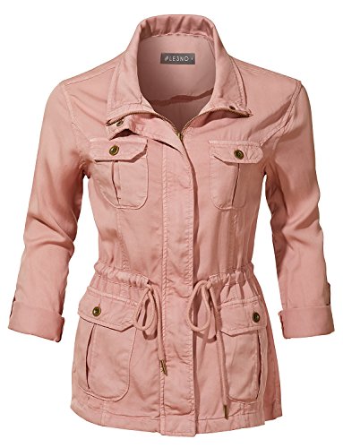 LE3NO Womens Military Anorak Safari Jacket