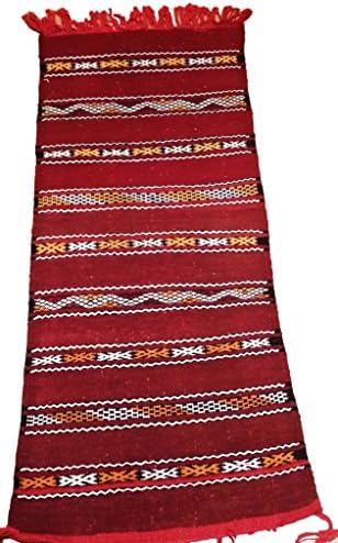 Moroccan Berber Kilim Flatweave Zemmour Tribe Area Rug 44"x22" [SHIPS FROM WITHIN USA]