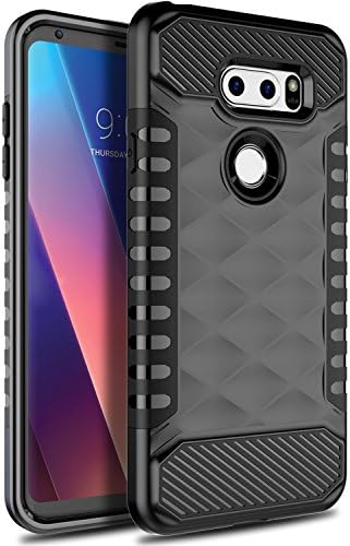 LG V30 Case, LG V30 Plus Case OTOONE [Geometric Serise] Slim Dual Layer Heavy Duty Scratch Resistant Defender Protective Silicone Armor Case Cover for LG V30+ 2017 (Black)