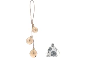 KMOATIM Rustic Hanging Bells on Rope for Door Knob Decoration, Gold Home Garden Decor Shopkeepers Bell (Rope Round Bells)