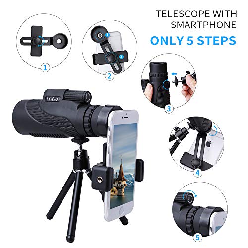 image for LEXSO Monocular Telescope,12x50 HD BAK4 Prism Waterproof High Power Mo