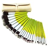 Style Master Pro Bamboo Handle Kabuki Makeup Brush Set Cosmetics Foundation Blending Blush Eyeliner Face Powder Brush Makeup Brush Kit (23pcs, Green)