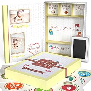 Little Growers Baby Memory Book WITH Keepsake Box, Baby Milestone Stickers AND Baby Footprint Kit – First 5 Years New…