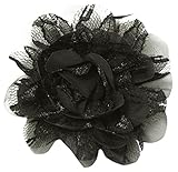 Wholesale Princess Chiffon Fabric and Lace Flower Hair Clip-Black