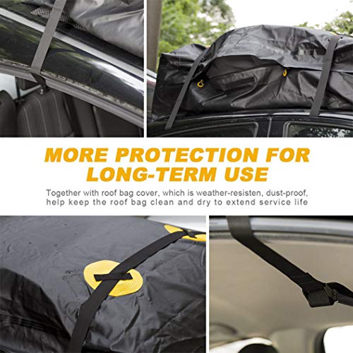 AIRKOUL Car Top Carrier Roof Bag Waterproof Rooftop Cargo Carrier Bag with Protective Mat and 4 Pcs Heavy Duty Straps for Vehicles with or Without Racks, 15 Cubic feet
