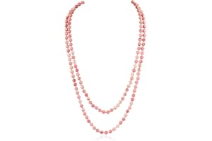 RIAH FASHION Bead Strand Versatile 60" Long Wrap Necklace - Handmade Knotted Multi Layer Sparkly Crystal, Semi Precious Natural Stone, Lava, Glass Faux Pearl