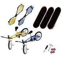 Novobey 7Pcs/Set Mini Finger Sports Skateboards/Bikes/Swing Boards for Party Favors Educational Finger Toy with Skateboards Replacement Wheels and Tools for Kids as Gifts