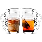LEMONSODA Clear Large Glass Coffee Mug with Handles for Hot Beverages, Clear Mugs for Espresso, Tea, Cappucino, Latte, Juice (8.75 oz, 10.5 oz, 12 oz) (10.5 oz, Set of 6)