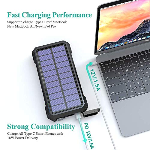 BLAVOR Solar Charger Power Bank 18W, QC 3.0 Portable Wireless Charger