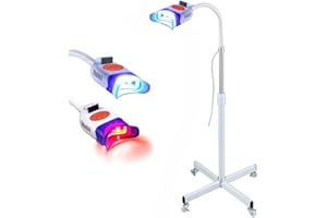 ixaer Dental Teeth Whitening Lamp 2 Colors Mobile Blue Red LED Teeth Whitener Machine 36W 10 LED Bleaching Cold Light Lamp Accelerator Light Oral Care Floor Standing