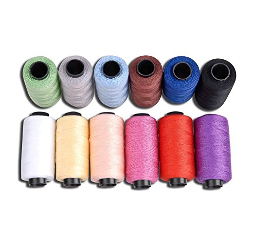 Hamhsin 12 PCS Jeans Thread Set,Sewing Thread Kit ,Polyester Thread Sewing Coil 180 Yards/165m , for Denim Leather,Quilt Blanket Cushion Curtain Handwork etc.