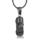 constantlife Cremation Memorial Jewelry Small Car Pendant Urn Necklace for Human Ashes Stainless Steel Mini Ashes Holder Keepsake Gift