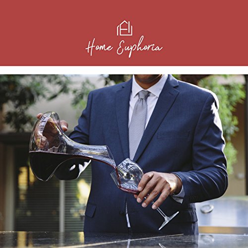 Wine Decanter - Hand Blown, Lead-Free Crystal Glass Carafe. Designed for Superior Decanting. Reds, Port, Sangria. Perfect for Wedding and Housewarming Gifts - Thumbnail 4