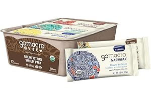 GoMacro Macrobar Organic Vegan Protein Bars, Breakfast Variety Pack, 12 Count