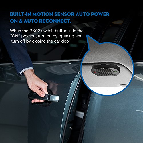 Besign BK02 Bluetooth 4.1 In-car Speakerphone, Wireless Car Kit for Hands-Free Talking & Music Streaming, Connect Two Phones, 2 Years Warranty - Thumbnail 2